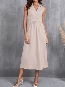 Midi Dress | Ruched Sleeveless Dress