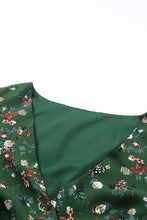 Load image into Gallery viewer, Green Floral Print Wrap V Neck Peplum Top | Tops/Blouses &amp; Shirts
