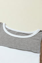 Load image into Gallery viewer, Medium Grey Exposed Seam Color Block Patchwork Top
