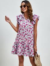 Load image into Gallery viewer, Womens Mini Dress | Tied Floral Cap Sleeve Mini Dress | Mini Dress
