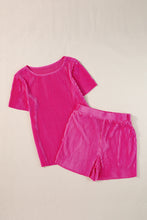 Load image into Gallery viewer, Pink Shorts Set | Casual Pleated Short Two-Piece Set
