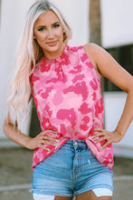 Load image into Gallery viewer, Pink Leopard Frilled Collar Printed Tank Top | Tops/Tank Tops
