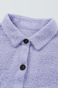 Shirt Jacket | Purple Plush Button Down Pocket