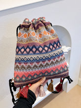 Load image into Gallery viewer, Canvas Backpack Bag | Tassel Geometric Canvas Backpack
