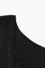Load image into Gallery viewer, Black Folded Short Sleeve Lace V Neck Mini Dress | Dresses/Mini Dresses
