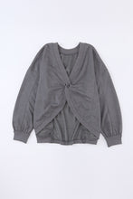 Load image into Gallery viewer, Gray Exposed Seam Twist Open Back Oversized Sweatshirt
