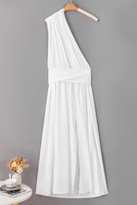 White Sleeveless Ruched High Split Cutout Back Maxi Dress | Dresses/Maxi Dresses