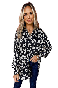 Black Leopard Print Tunic Shirt | Tops/Blouses & Shirts