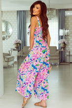 Load image into Gallery viewer, Pink Abstract Floral Painting Smocked Wide Leg Jumpsuit | Bottoms/Jumpsuits &amp; Rompers
