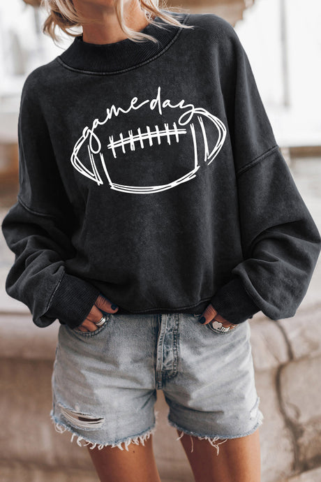 Black Rugby game day Graphic Pullover Sweatshirt | Graphic/Graphic Sweatshirts