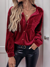 Load image into Gallery viewer, Velvet Like Long Sleeve Blouse
