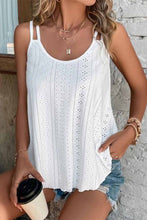 Load image into Gallery viewer, White Eyelet Strappy Scoop-Neck Tank Top | Tops/Tank Tops
