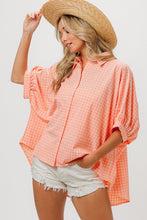 Load image into Gallery viewer, Womens Top  | BiBi Plaid Button Up Dolman Sleeve Shirt | Tops/Blouses &amp; Shirts
