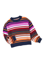 Load image into Gallery viewer, Stripe Boho Fashion Drop Shoulder Baggy Sweater | Tops/Sweaters &amp; Cardigans
