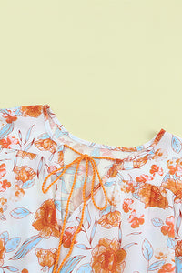 Orange Split V Neck Floral Print Dolman Blouse | Tops/Blouses & Shirts