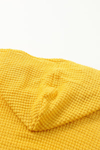 Yellow V Neck Drop Shoulder Hooded Flowy Top with Frill | Tops/Sweatshirts & Hoodies