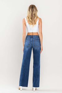 Wide Leg Jeans | High Rise Clean Cut Raw Hem Wide Jeans