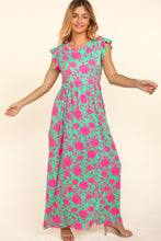 Load image into Gallery viewer, Maxi Dress | Ruffled Printed Cap Sleeves Dress
