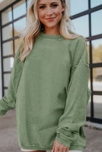 Load image into Gallery viewer, Womens Sweatshirt | Green Ribbed Oversized
