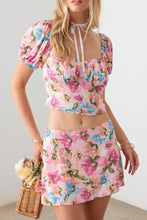 Load image into Gallery viewer, Puff Sleeve  Crop Top and Mini Skirt Set
