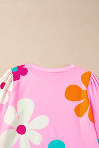 Rose Cute Flower Print Bracelet Sleeve Top | Tops/Tops & Tees