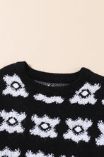 Load image into Gallery viewer, White Printed Retro Flower Pattern Knit Fuzzy Sweater | Tops/Sweaters &amp; Cardigans
