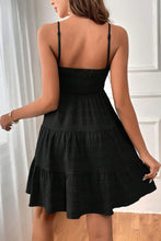 Load image into Gallery viewer, Black Smocked Textured Tiered Skater Dress | Dresses/Mini Dresses
