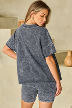 Load image into Gallery viewer, Oversized Shorts Set | Black Mineral Washed T Shirt and Shorts
