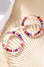 Load image into Gallery viewer, Fiery Red Patriotic Multicolored Bead Hoop Earrings | Accessories/Jewelry
