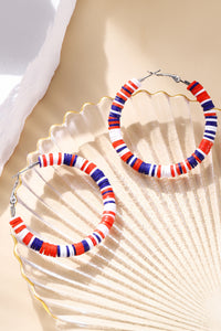 Fiery Red Patriotic Multicolored Bead Hoop Earrings | Accessories/Jewelry