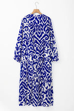 Load image into Gallery viewer, Fall Midi Dress | Tiered Printed Long Sleeve
