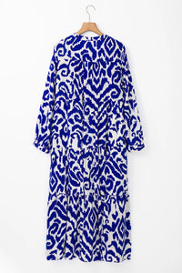 Fall Midi Dress | Tiered Printed Long Sleeve