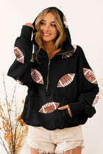 Load image into Gallery viewer, Football Hoodie | Sequin Football Half Zip Hoodie
