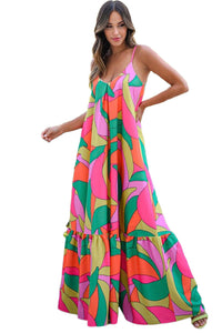 Multicolor Boho Geometric Print Sleeveless Maxi Dress | Dresses/Maxi Dresses