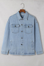 Load image into Gallery viewer, Sky Blue Acid Wash Flap Pocket Boyfriend Shacket | Outerwear/Denim jackets
