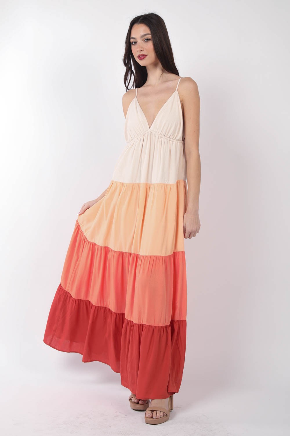 Multi-Color Maxi Dress | Summer Tiered Cami Dress