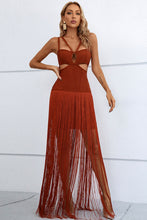 Load image into Gallery viewer, Cocktail Dress | Cutout Strappy Neck Fringe Dress
