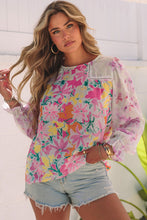 Load image into Gallery viewer, Purple Floral Patchwork Lace Trim Blouse | Tops/Blouses &amp; Shirts
