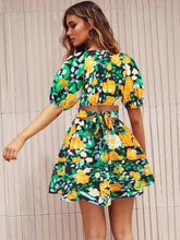 Load image into Gallery viewer, Printed Surplice Short Sleeve Dress | Dress
