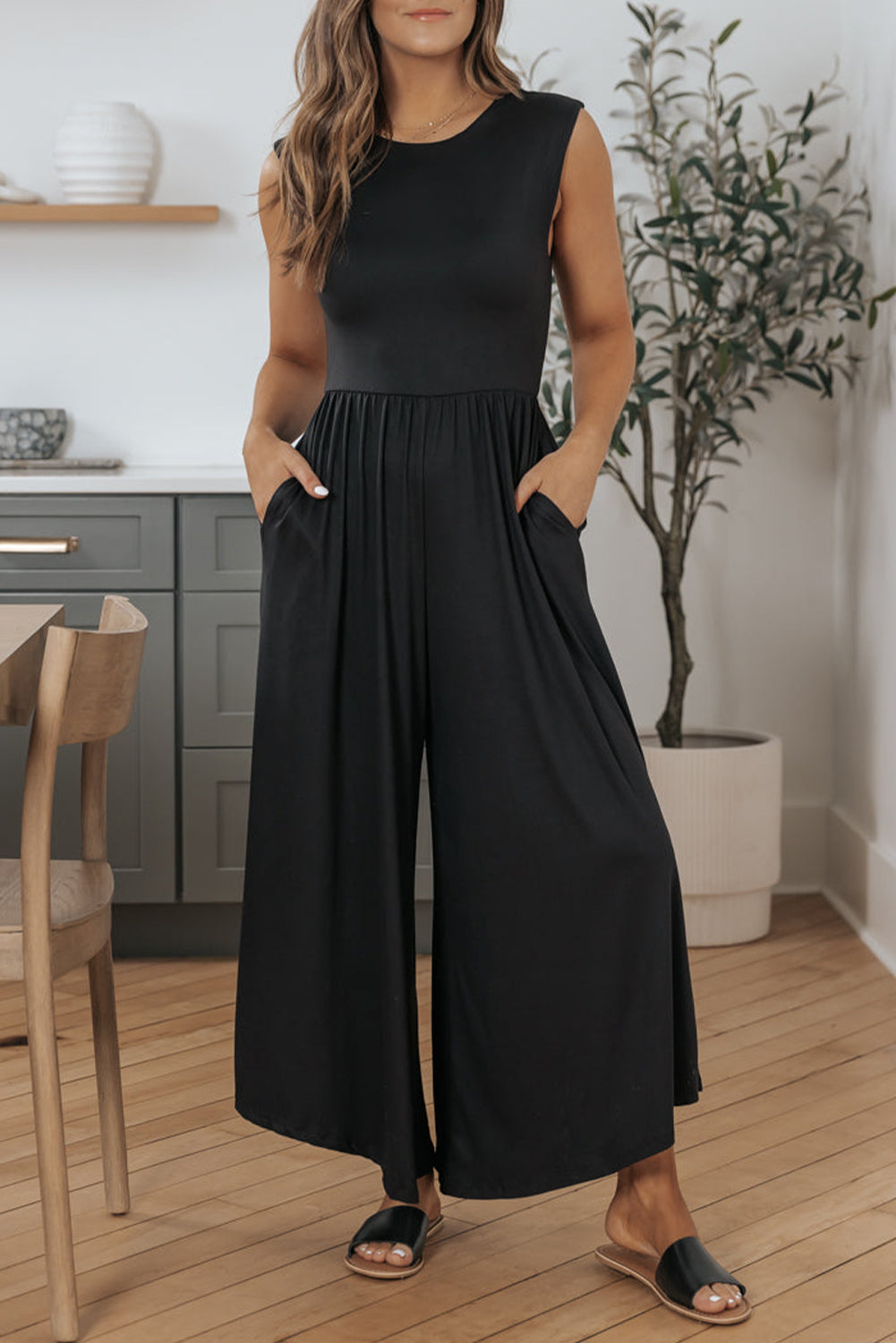 Black Open Back Wide Leg Jumpsuit | Bottoms/Jumpsuits & Rompers