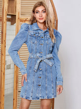 Load image into Gallery viewer, Denim Dress | Button Up Collar Neck
