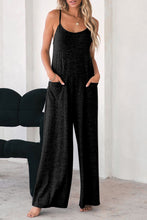 Load image into Gallery viewer, Jumpsuit | Black Patch Pockets Spaghetti Strap Wide Leg
