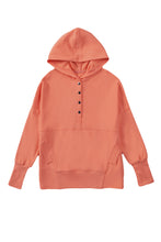 Load image into Gallery viewer, Orange Batwing Sleeve Pocketed Henley Hoodie | Tops/Sweatshirts &amp; Hoodies
