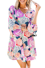 Load image into Gallery viewer, Floral Print Dress | Multicolor Bubble Sleeve Blooming Flowers
