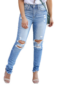 Ripped Skinny Jeans | Light Blue Vintage Distressed