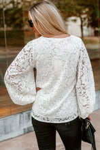 Load image into Gallery viewer, White Lace Top | Floral Crochet Loose Fit V Neck Top
