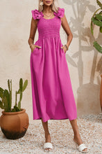 Load image into Gallery viewer, Maxi Dress | Rose Solid Color Ruffled Straps Dress
