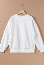 Load image into Gallery viewer, White Star Sweatshirt |  Embossed Drop Shoulder Sweatshirt
