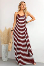 Load image into Gallery viewer, Maxi Dress | Red Stripe Side Pockets Spaghetti Straps Dress
