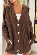 Load image into Gallery viewer, Brown Chunky Knit Lapel Collar Button up Cardigan
